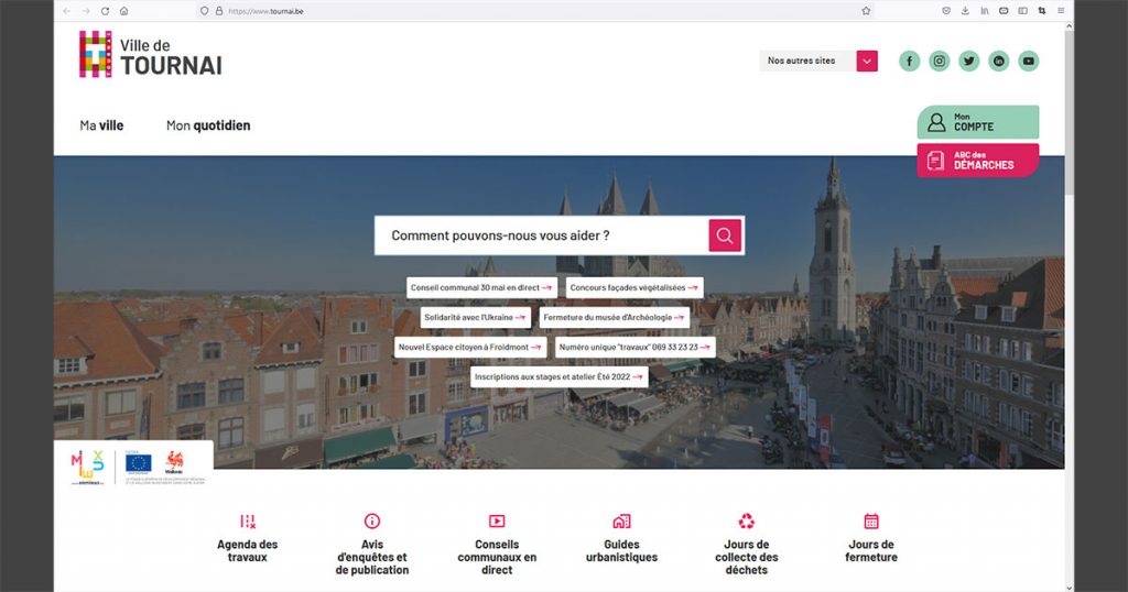 ATE hébergeur officiel site Internet Ville de Tournai